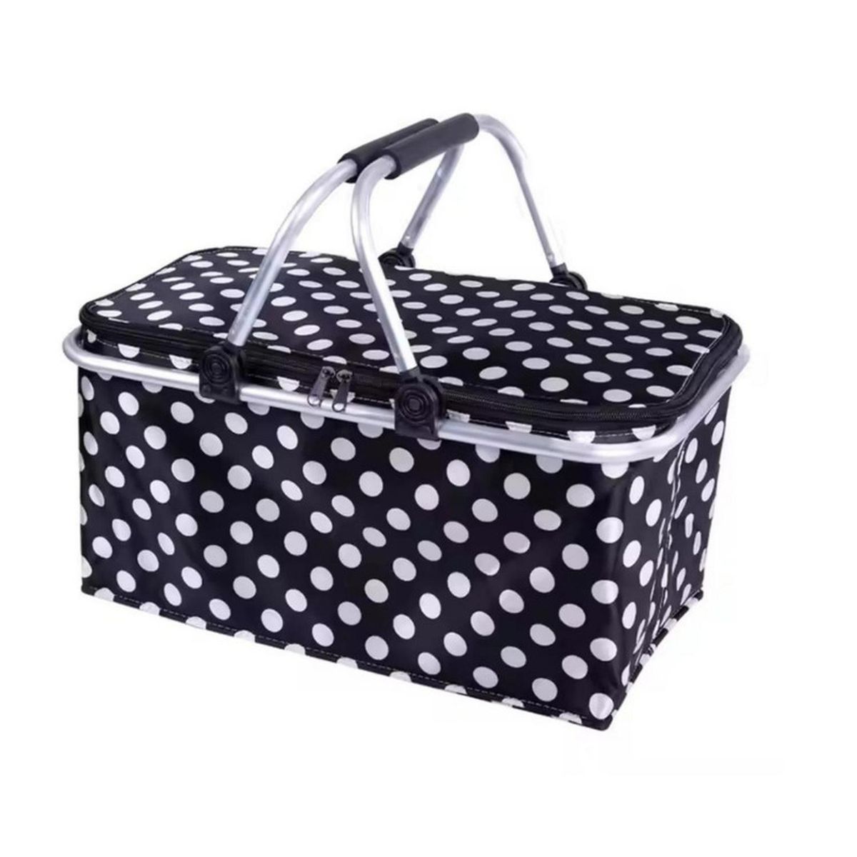 AUCKLAND OUTDOOR - Bolso Termico Plegable Puntos Negros Cooler Canasta Picnic