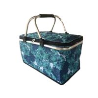 Bolso Termico Plegable Flores Azules Cooler Canasta Picnic