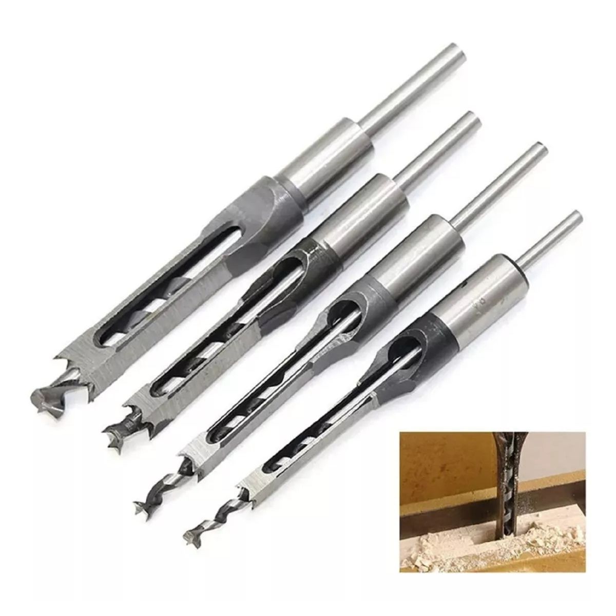 GENERICO - Broca Para Agujeros Cuadrados 4pcs Hss 6, 6.4, 8 Y 9.5mm.