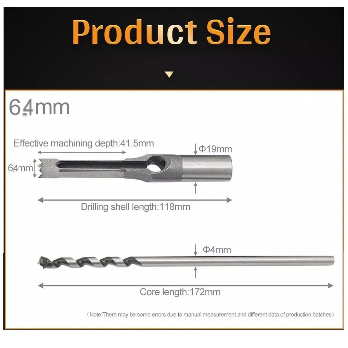 GENERICO - Broca Para Agujeros Cuadrados 4pcs Hss 6, 6.4, 8 Y 9.5mm.
