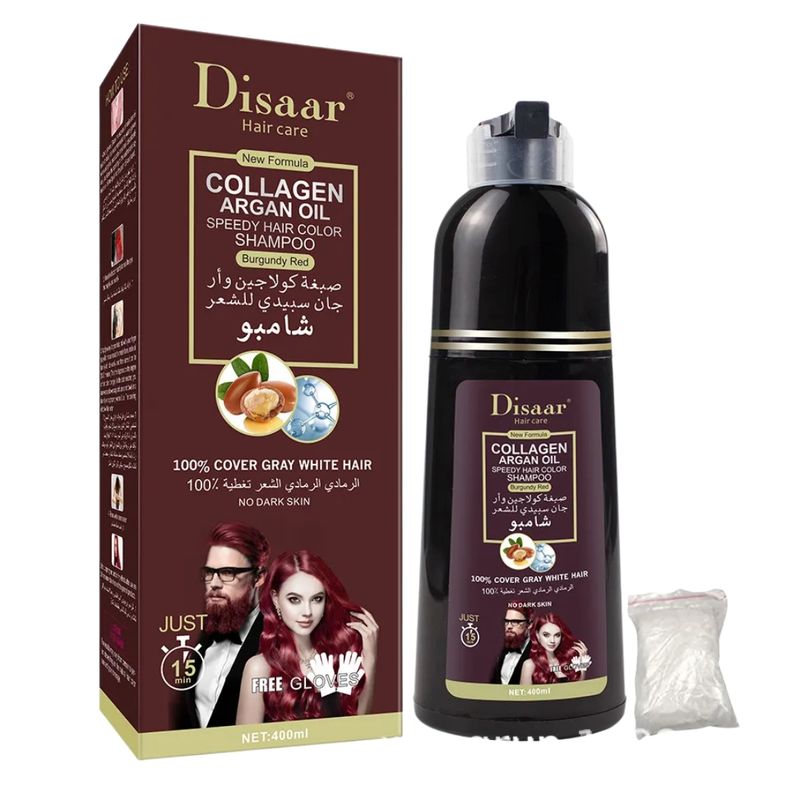 DISAAR - Shampoo Tinte Cubre Canas Para El Cabello Color Burdeo