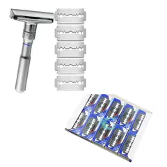 MAXCARE - Kit: Máquina de afeitar tradicional + 5 repuestos + 100 DORCO
