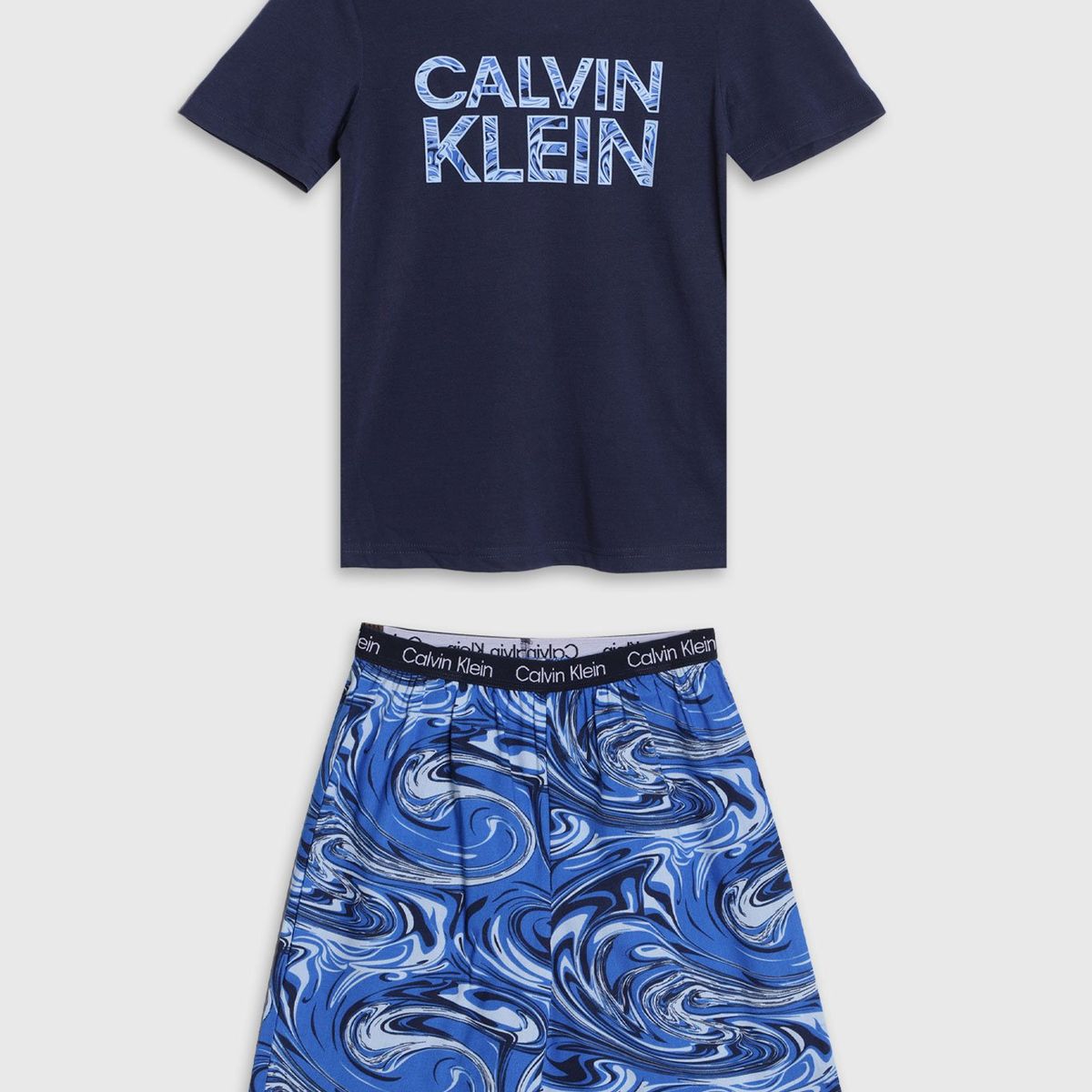 CALVIN KLEIN - Pijama Niño Vertical Logo Azul Calvin Klein