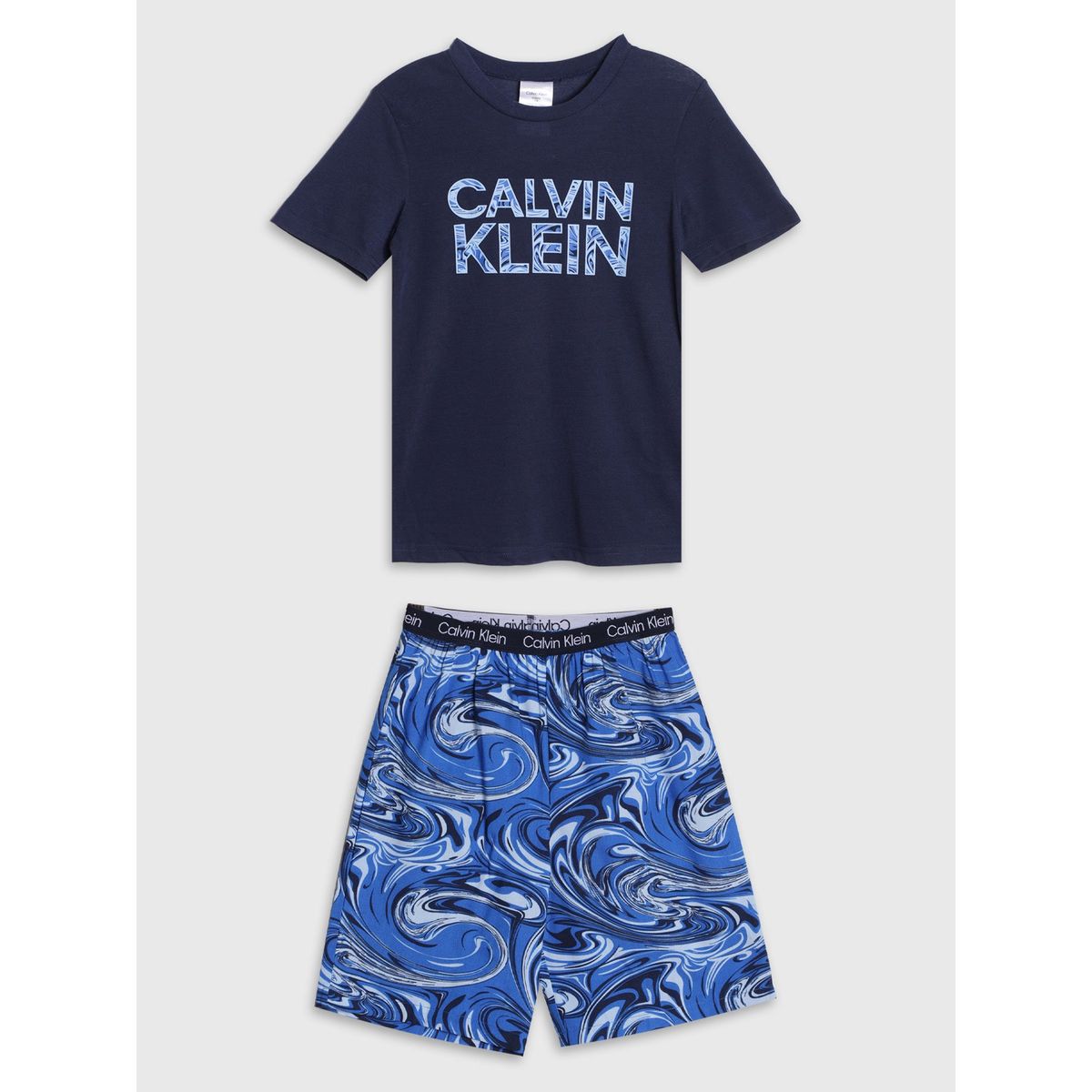 CALVIN KLEIN - Pijama Niño Vertical Logo Azul Calvin Klein