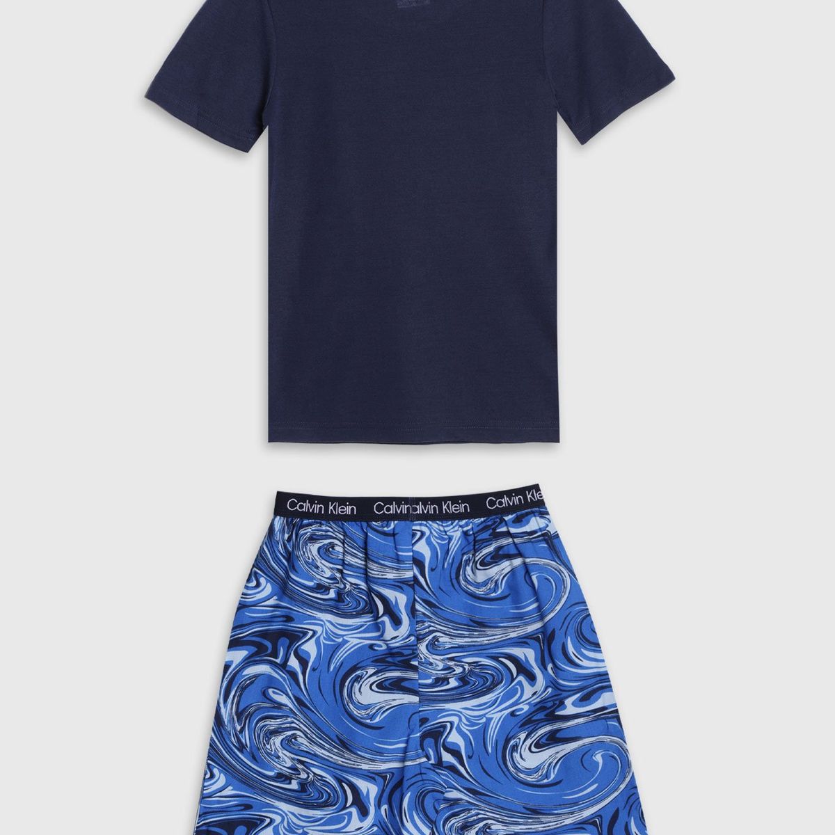 CALVIN KLEIN - Pijama Niño Vertical Logo Azul Calvin Klein