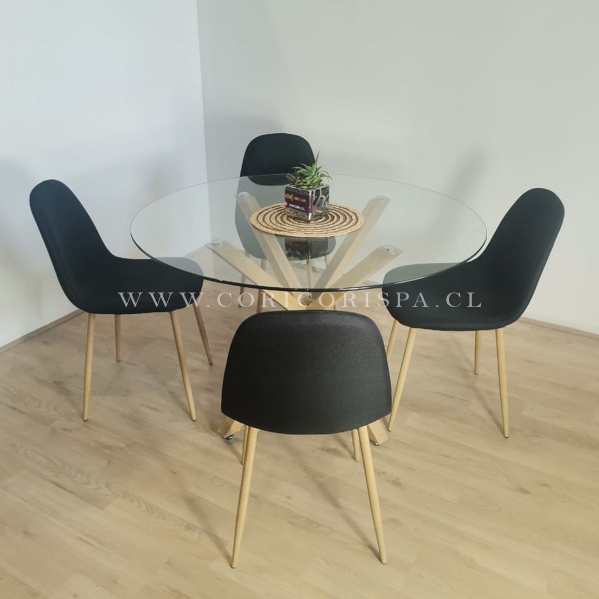 CORI CORI - Comedor Warwick 120cm + 4 Sillas Scoop Negro