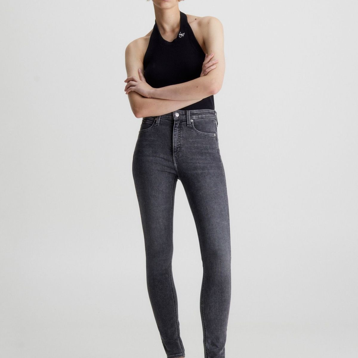 CALVIN KLEIN - Jeans High Rise Skinny Negro Calvin Klein