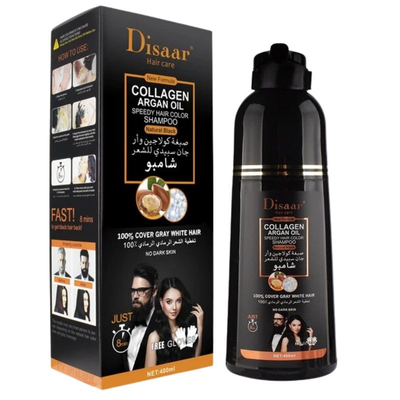 DISAAR - Shampoo Tinte Cubre Canas Con Argán Color Negro