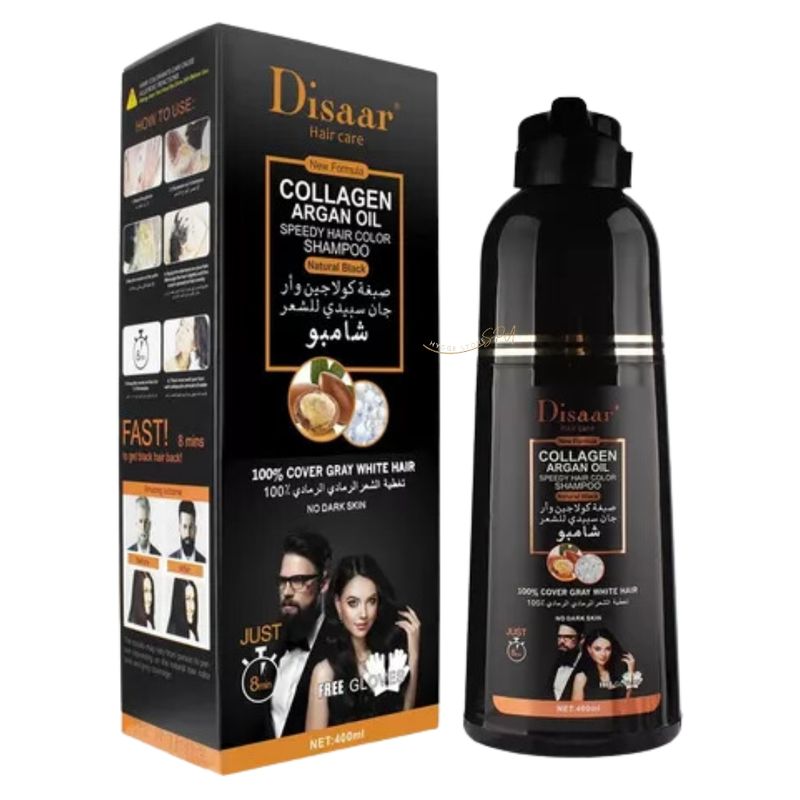 GENERICO - Shampoo Colorante Tinte Cubre Canas Negro Argan