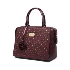 VANE COLLECTION - Cartera mujer satchel burdeo sport calidad corazones brillantes