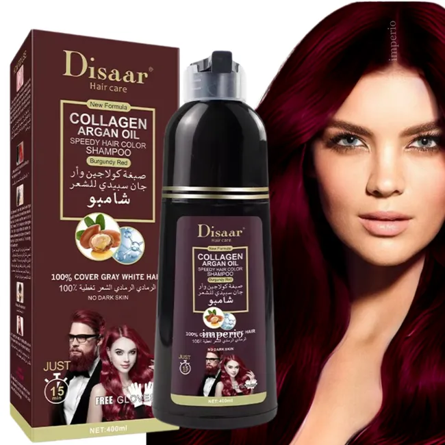 DISAAR - Shampoo Tinte Cubre Canas Color Burdeo