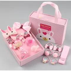 OEM - SET JUEGO DE 18 PINCHES PARA NIÑAS ROSA