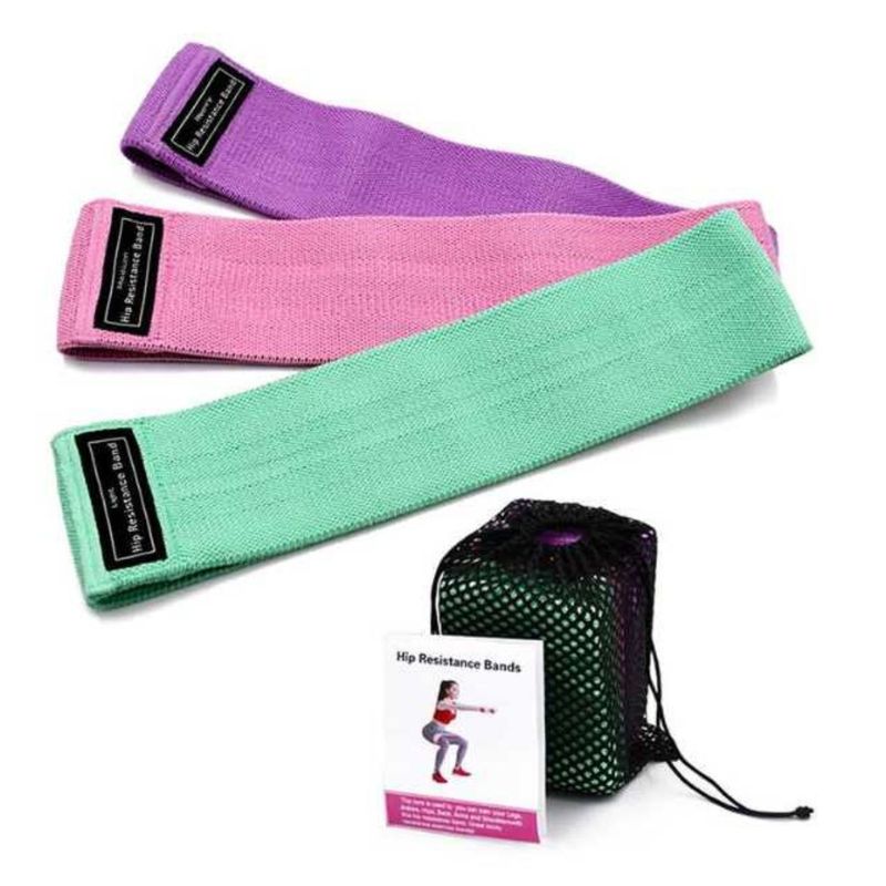 GENERICO - Pack 3 Bandas Elasticas Tela Resistencia Fitness