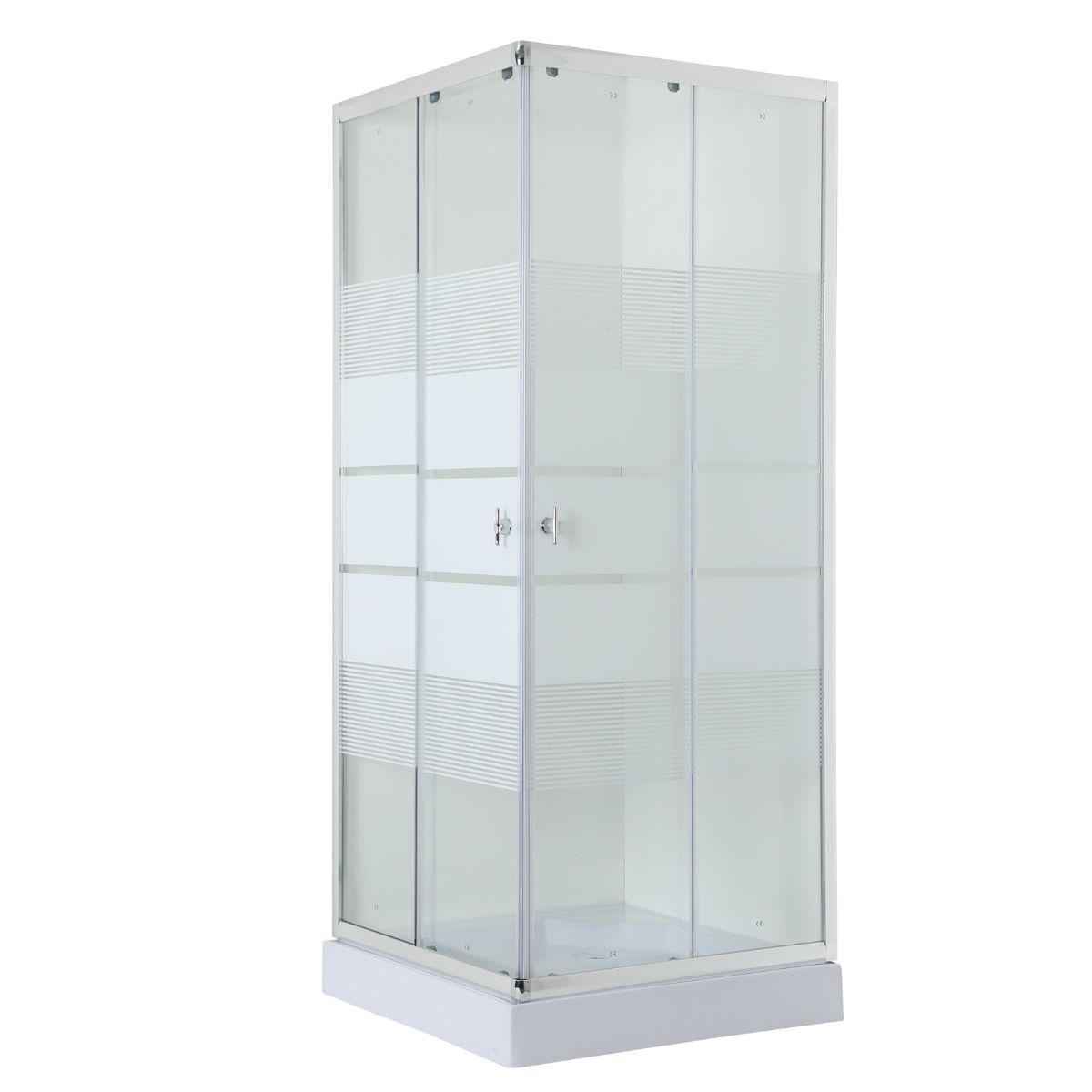 JOYTEK - Shower Door 80x80cm 5mm Blanco Mampara Recto INCLUYE RECEPTÁCULO