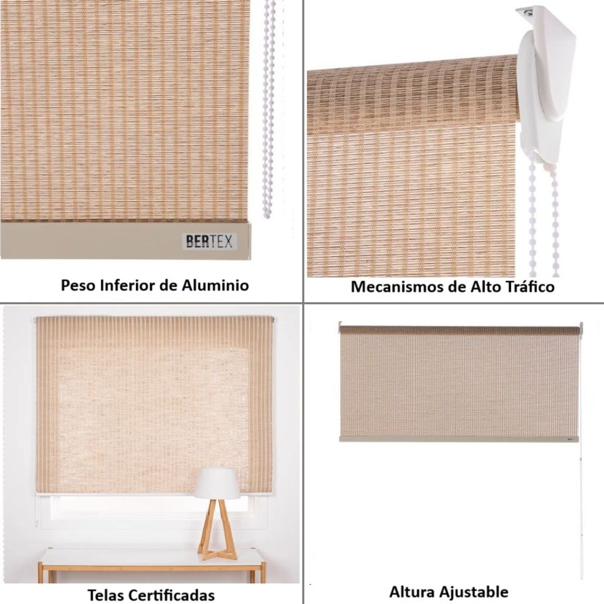BERTEX - Cortina Roller Fibra 100x170 cm Persiana de altura ajustable BERTEX