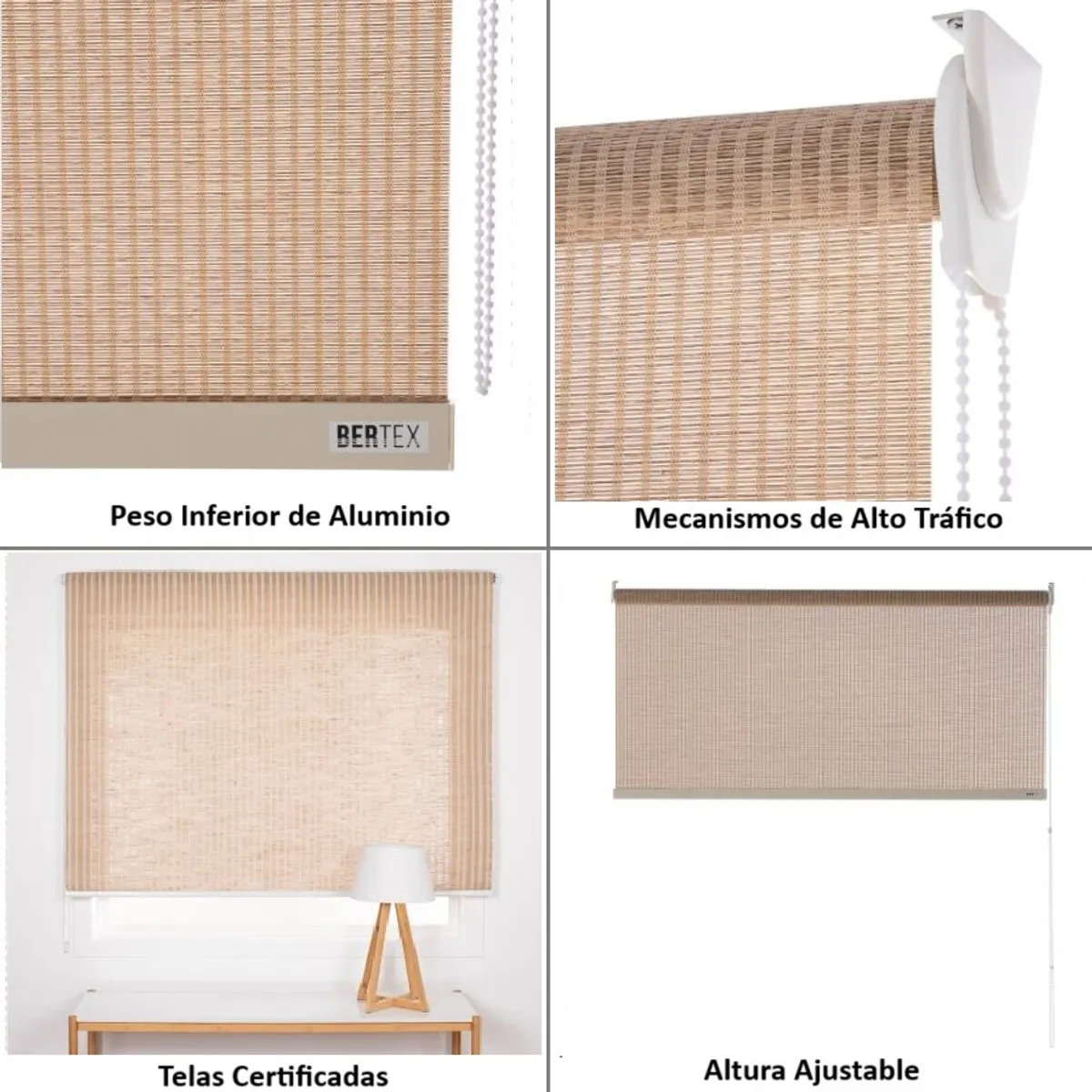 BERTEX - Cortina Roller Fibra 200x170 cm Persiana de altura ajustable BERTEX