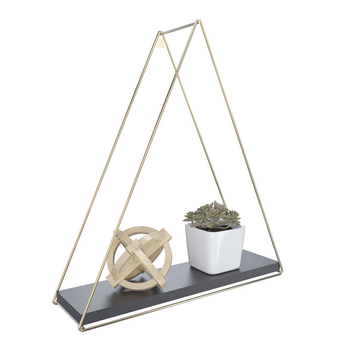 VEKKAHOME - REPISA TRIANGULAR GOLDEN BLACK 37X10X40CM.