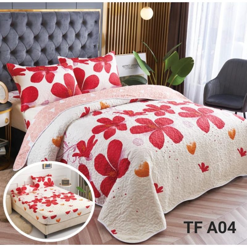 ANGELES DEL HOGAR - Cobertor Quilt De Verano + Juego De Sabanas 2 Plazas
