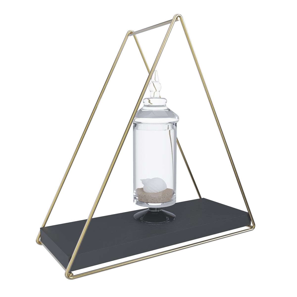 VEKKAHOME - REPISA TRIANGULAR GOLDEN BLACK 25X10X25CM