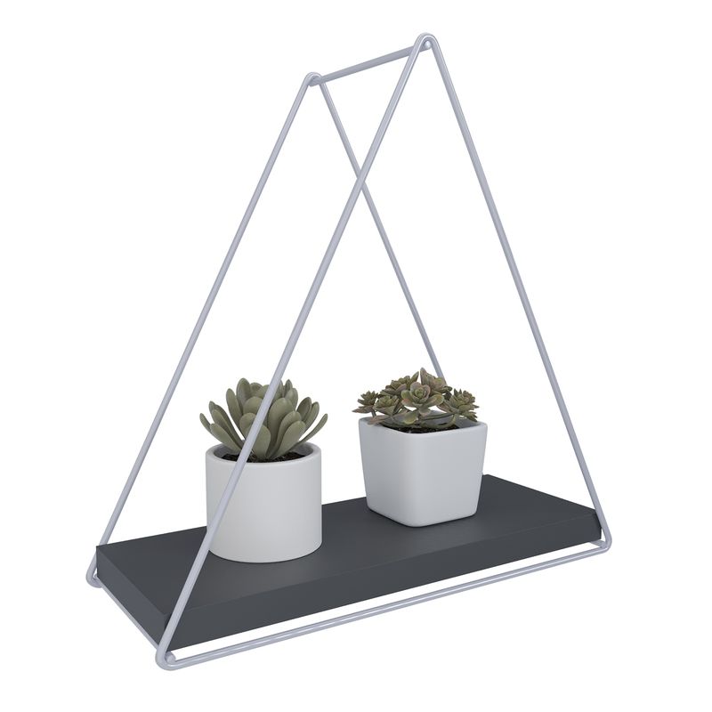 VEKKAHOME - REPISA TRIANGULAR WHITHE BLACK 25X10X25CM VEKKAHOME
