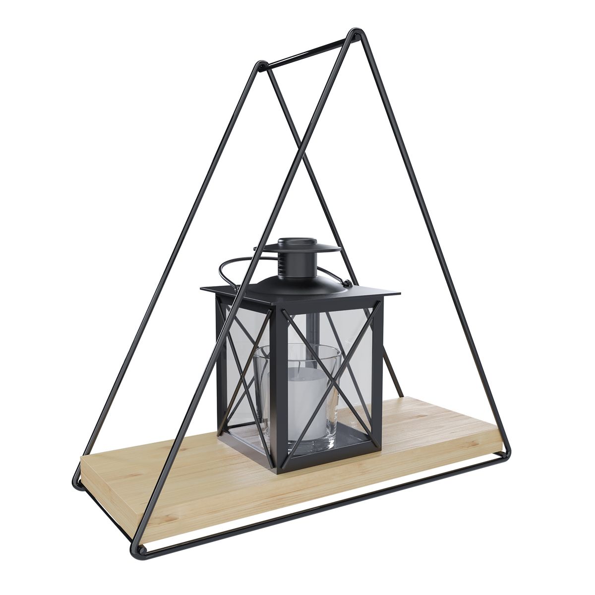 VEKKAHOME - REPISA TRIANGULAR PINO BLACK 25X10X25CM