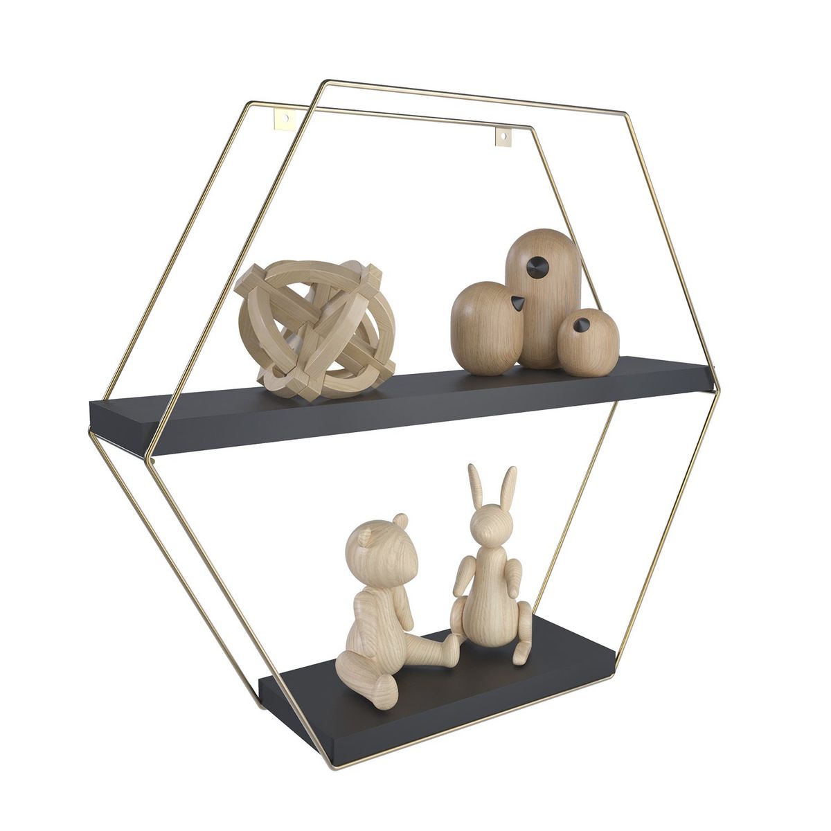 VEKKAHOME - REPISA HEXAGONAL GOLDEN BLACK