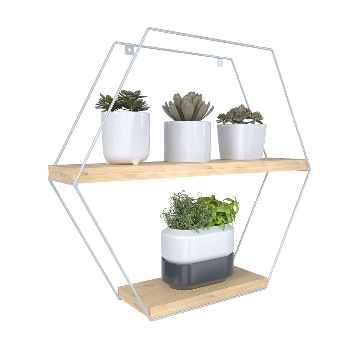 VEKKAHOME - REPISA HEXAGONAL PINO WHITE