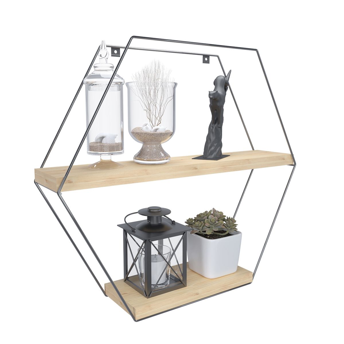 VEKKAHOME - REPISA HEXAGONAL PINO BLACK