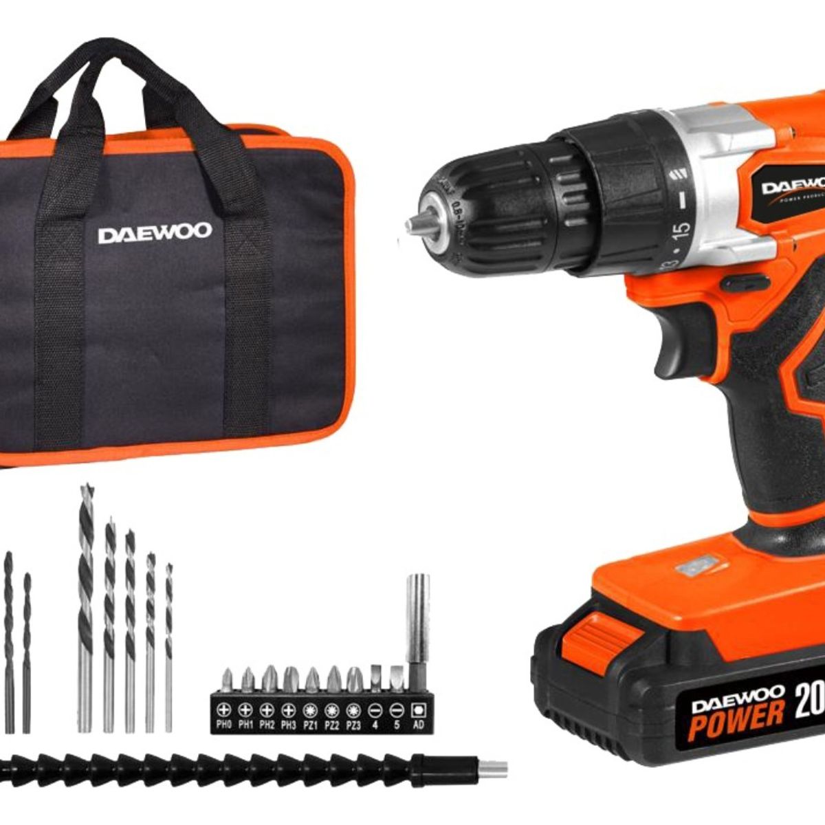 DAEWOO - Taladro Destornillador Inalámbrico Daewoo DACD316 20v bolso acces