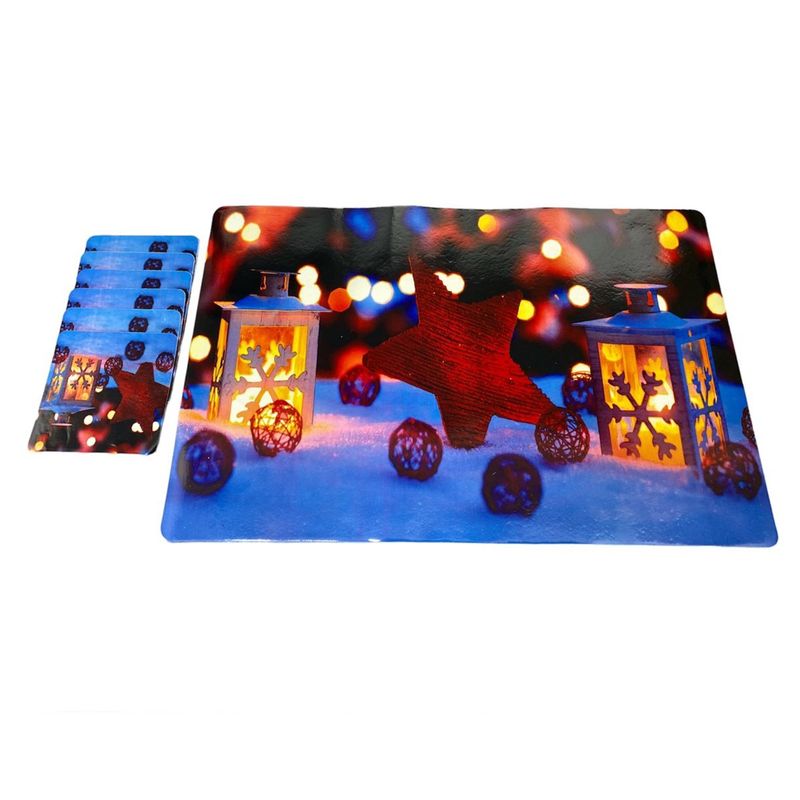 GENERICO - Set 12 Piezas Individuales Mesa Navideños Platos Y Vaso Navi