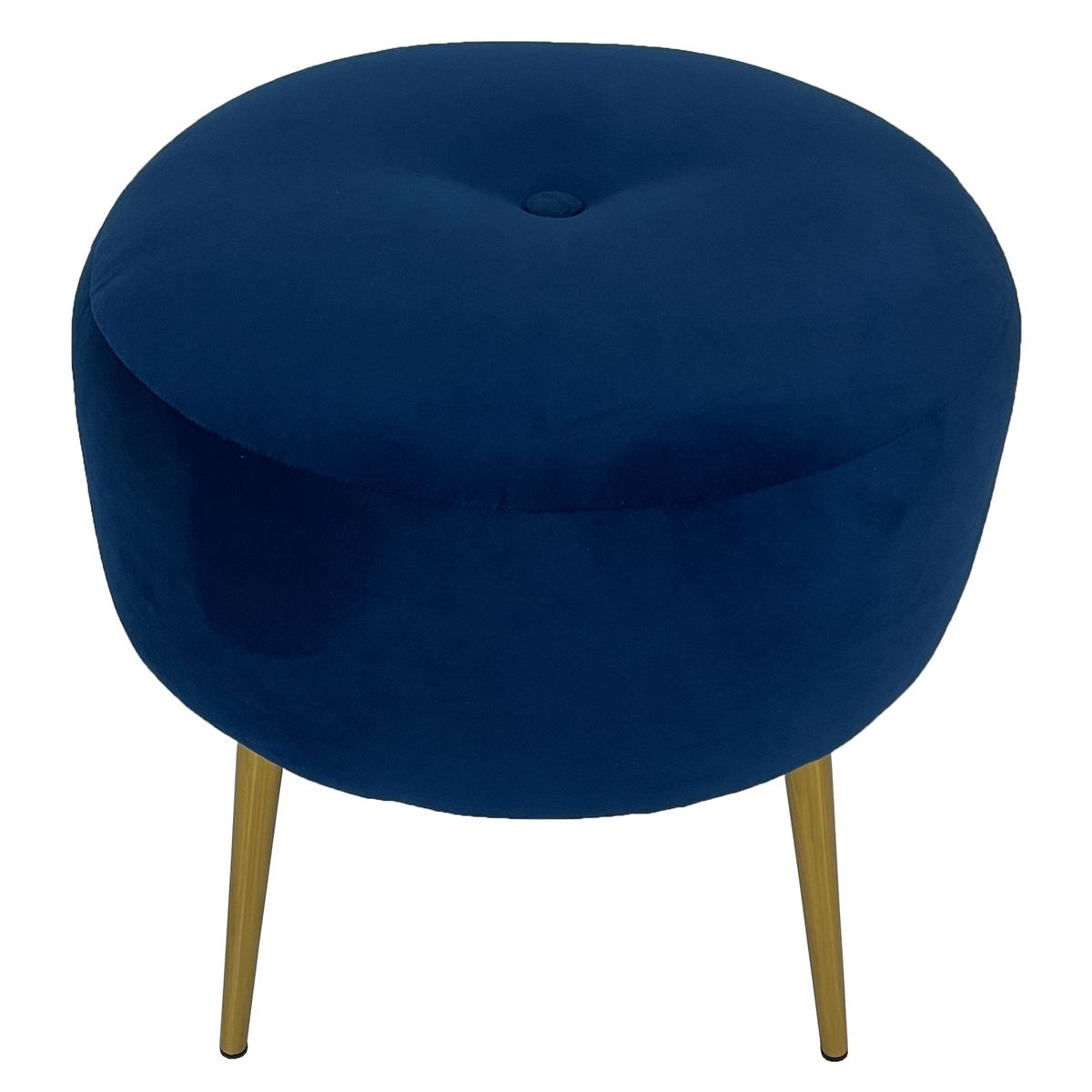WALTHER - Pouf Ely felpa azul marino pata dorada