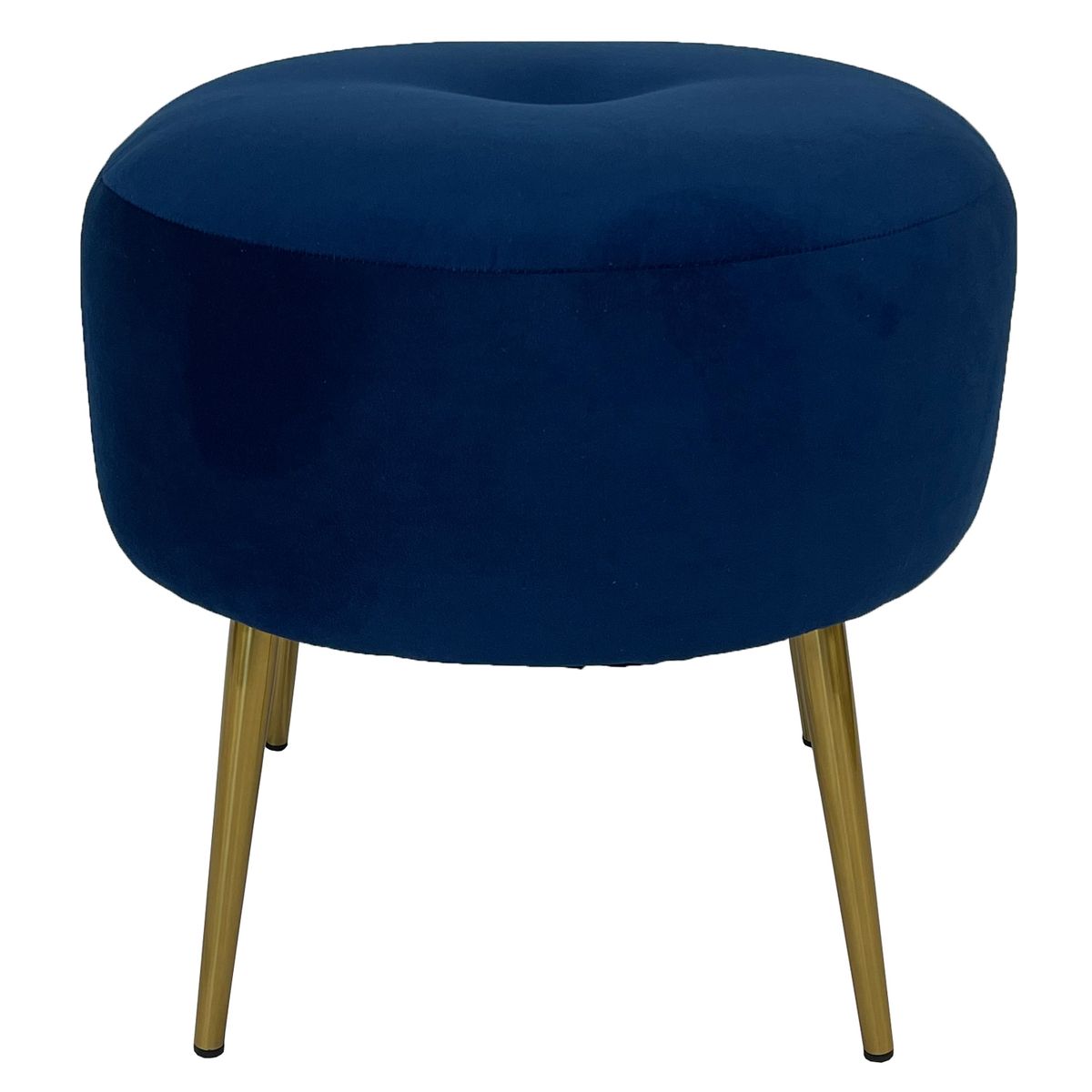 WALTHER - Pouf Ely felpa azul marino pata dorada