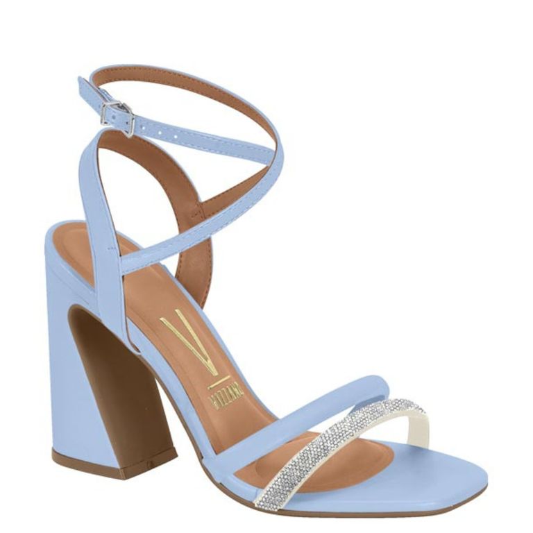 Sandalia Mujer Taco Cuadrado Eco Cuero Light Blue