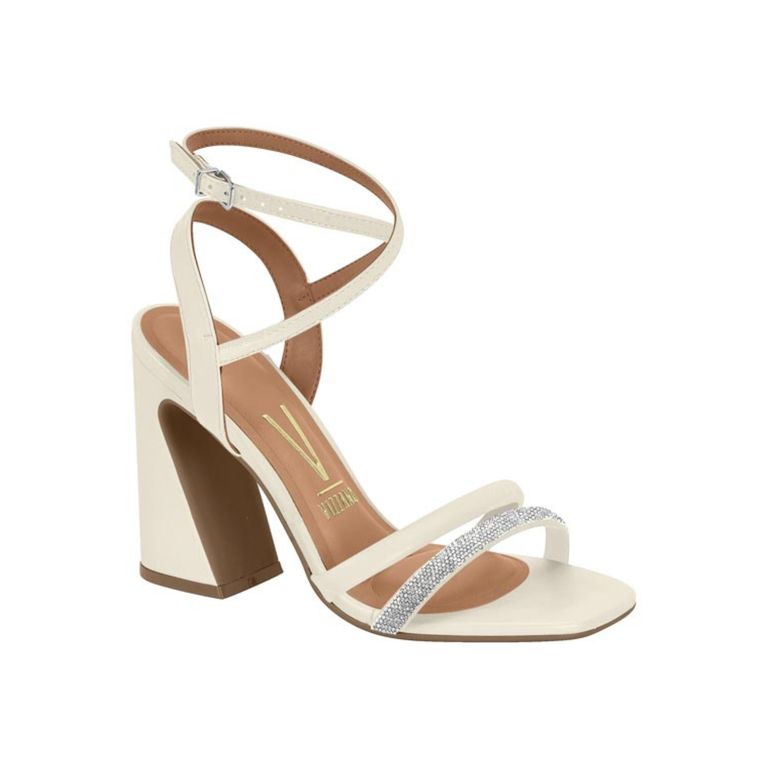 Sandalia Taco Cuadrado EcoCuero Blanco Off