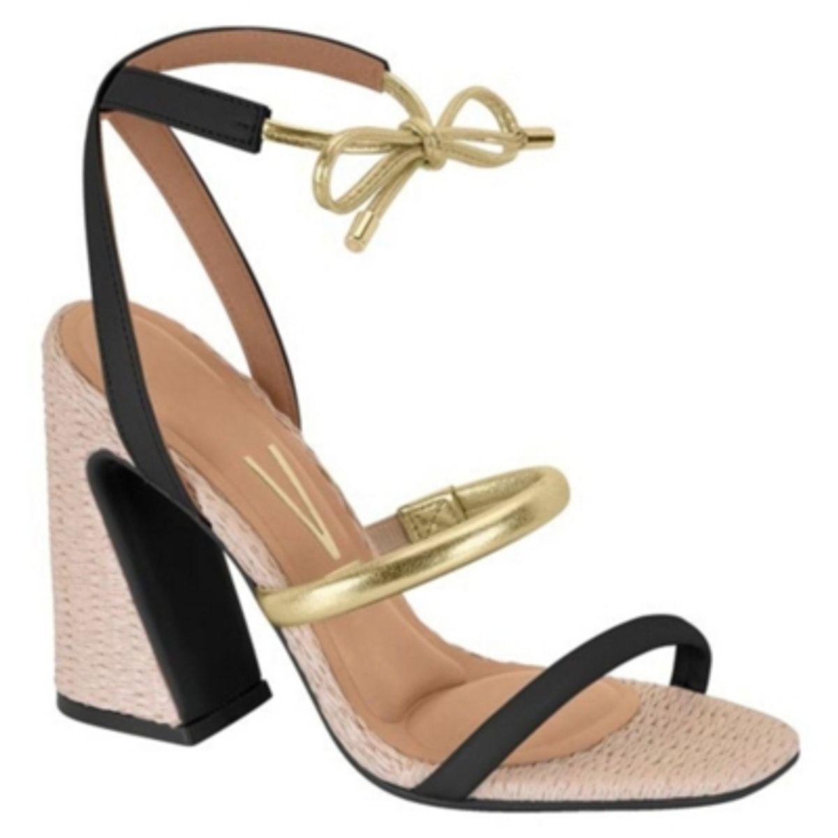 VIZZANO - Sandalia Taco Cuadrado Vizzano EcoCuero Beige Negro