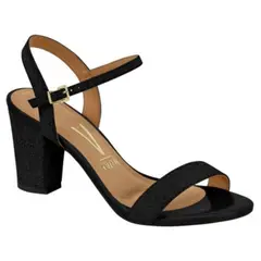 VIZZANO - Sandalia Taco Cuadrado Textil Glitter Negro