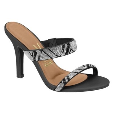 Sandalia Taco Aguja Metalizado Negro