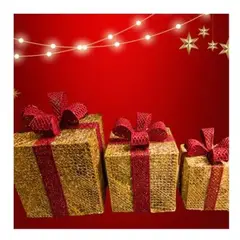 GENERICO - Adornos de cajas con luces navideñas 3 piezas
