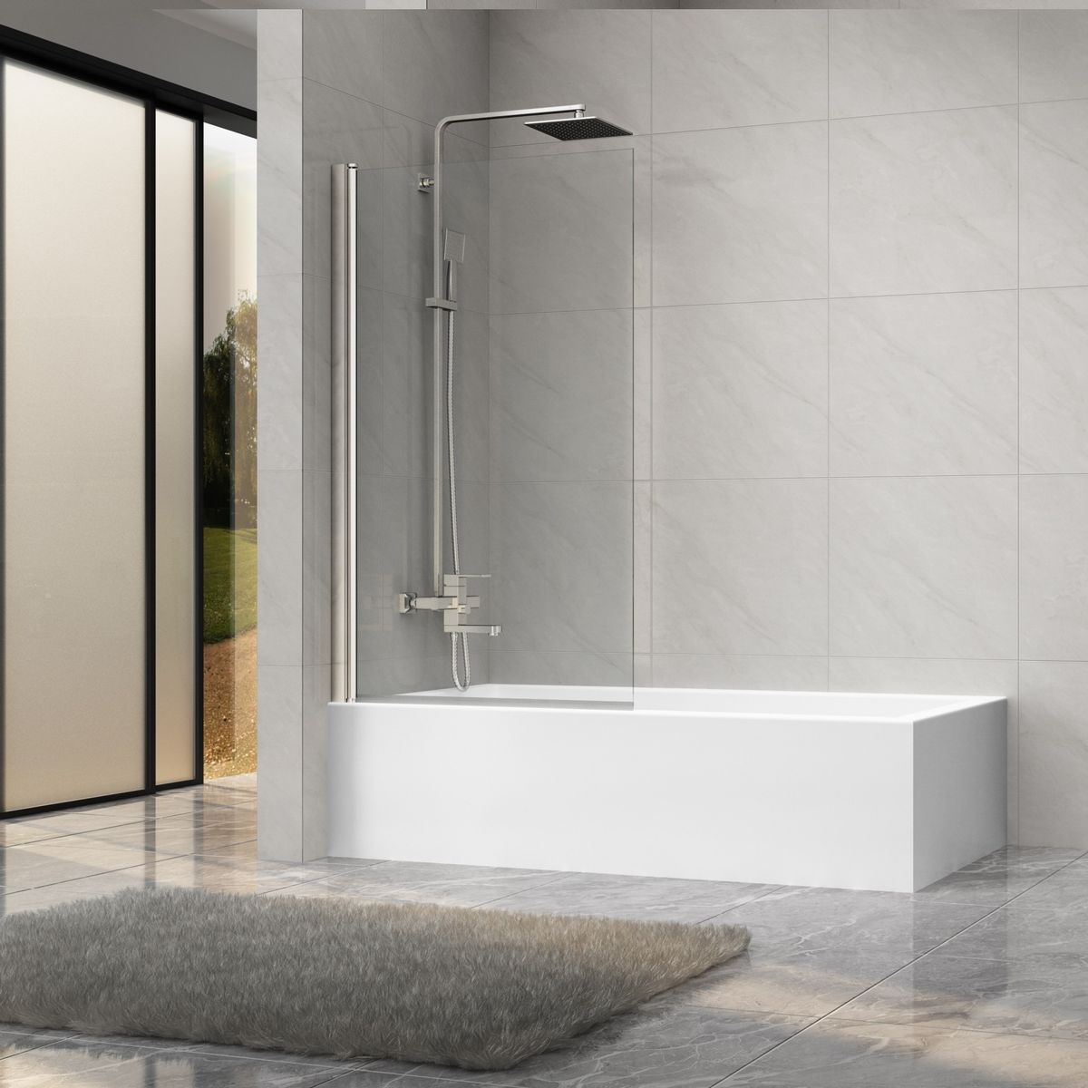 DUSCHY - Mampara de tina con pivote 80 cm