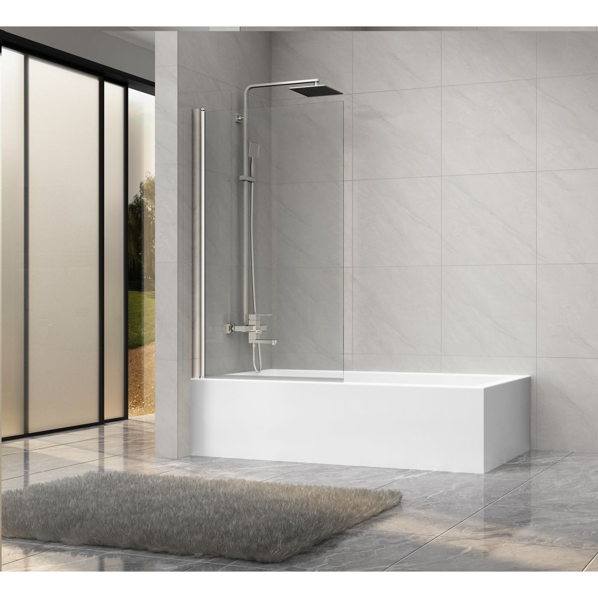 DUSCHY - Mampara de tina con pivote 80 cm