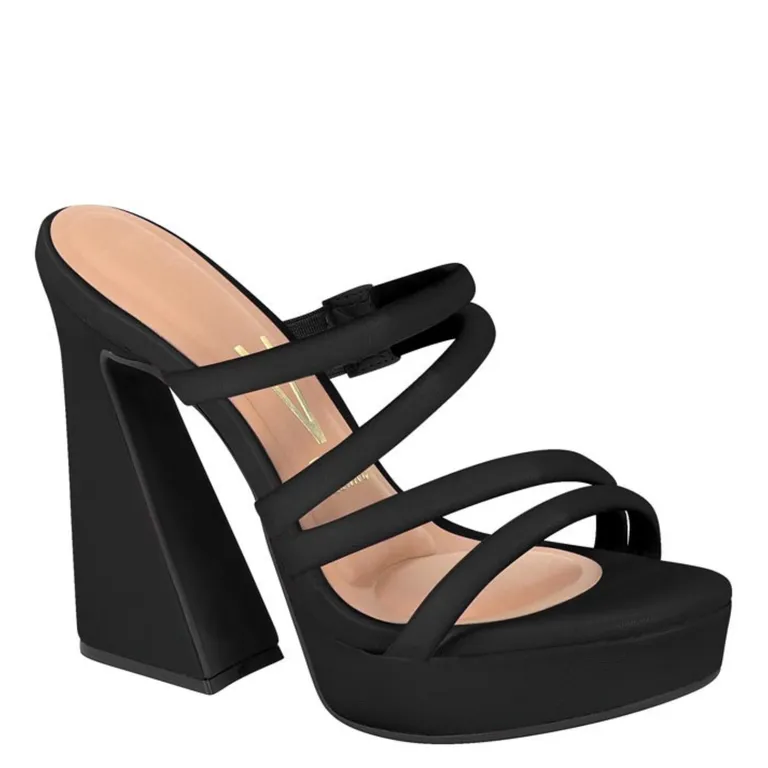 Sandalia Mujer Taco Plataforma Negro