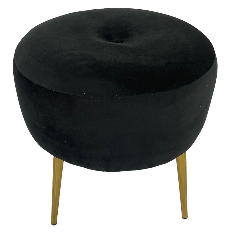 WALTHER - Pouf Ely felpa negro pata dorada