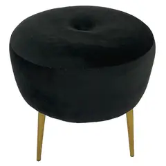 WALTHER - Pouf Ely felpa negro pata dorada