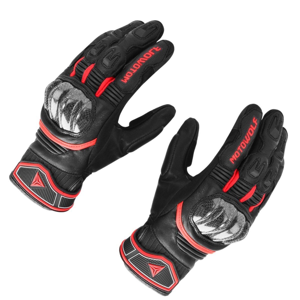 MOTOWOLF - Guantes de Cuero Para Motociclismo Táctiles Motowolf 0335