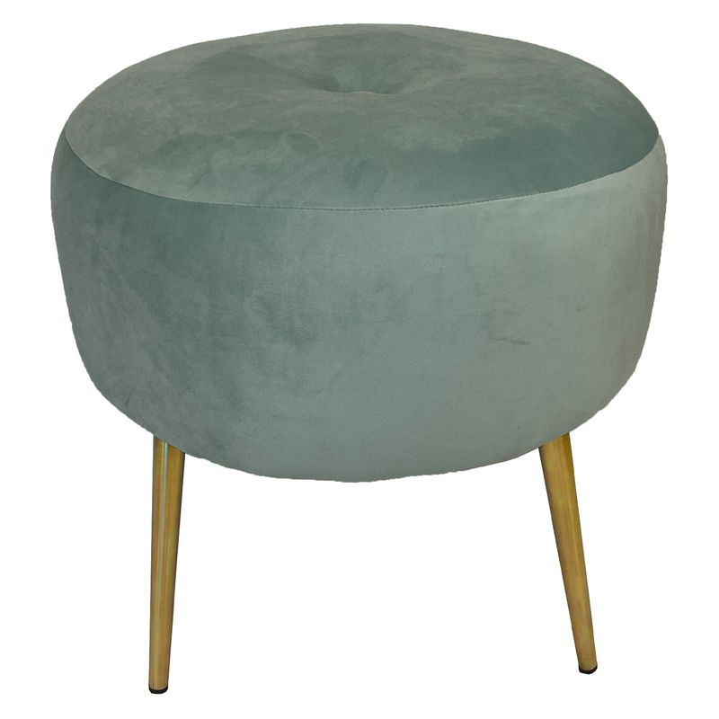WALTHER - Pouf Ely felpa gris pata dorada