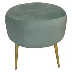WALTHER - Pouf Ely felpa gris pata dorada