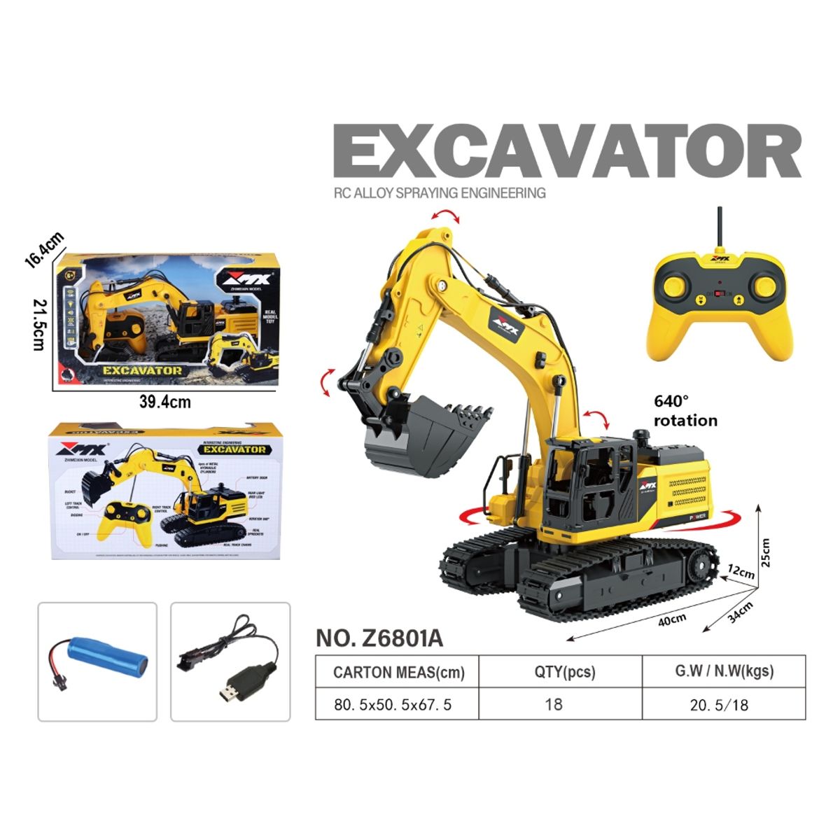 GEN - EXCAVADORA MECANICA CON CONTROL REMOTO ABC-799971