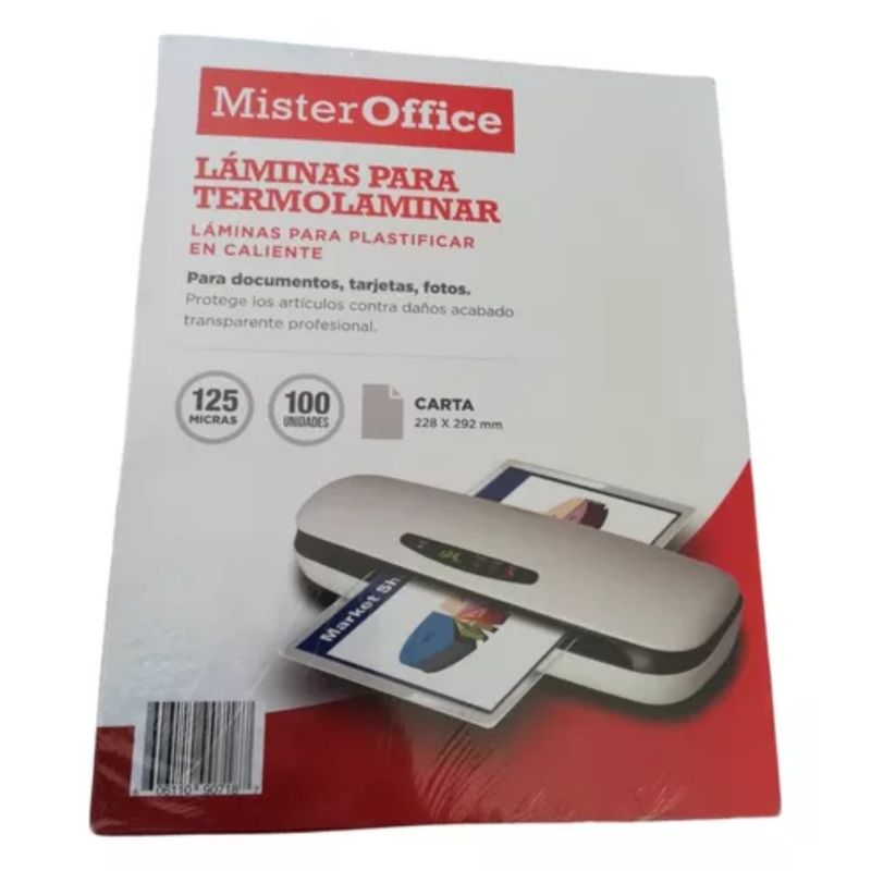GENERICO - Laminas Termolaminar Pouches Tamaño Carta 125mic 100u