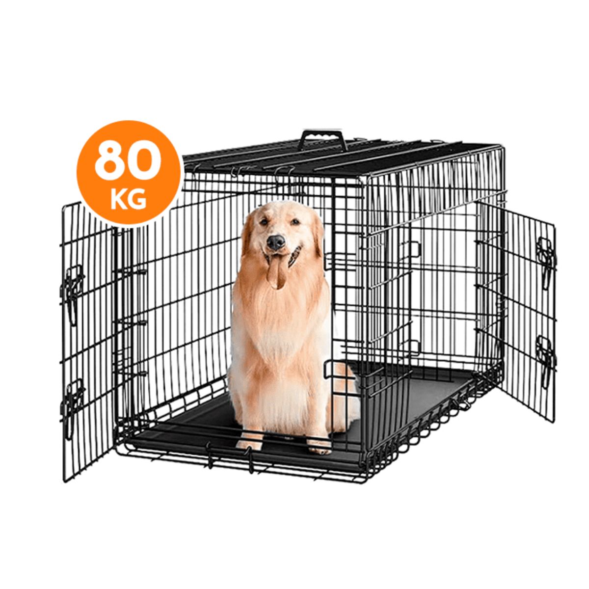KERU - Canil Para Perros Desarmable 2 Puertas - Jaula Max 80 Kg