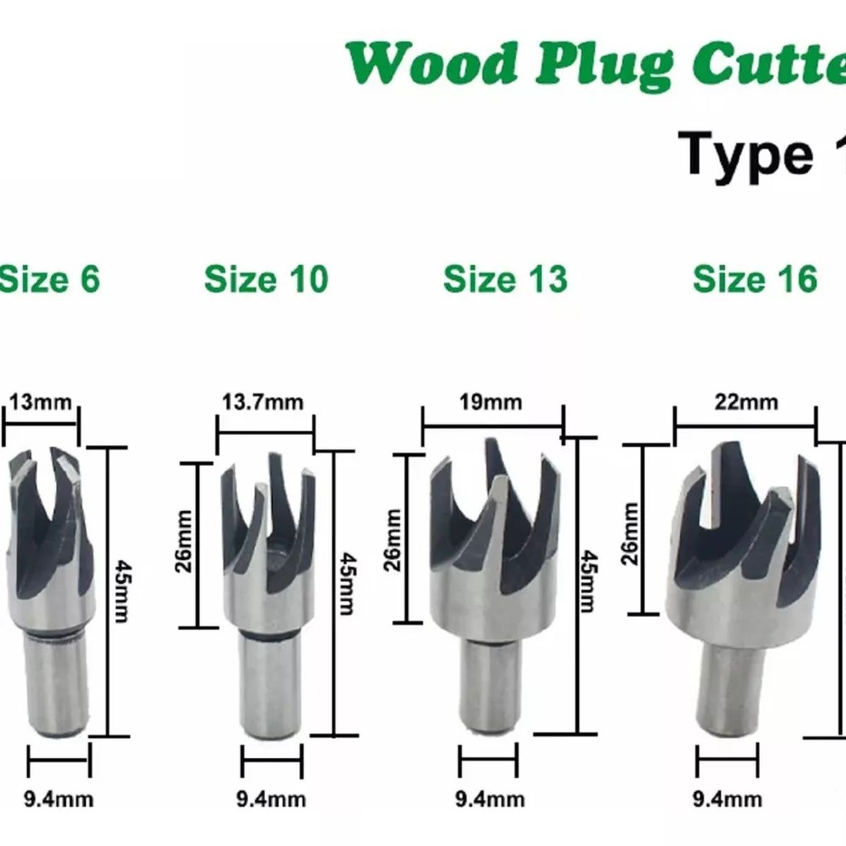 GENERICO - Broca Espiga Tarugo Tapa Tornillo Y Cónicas Corcho 8pcs